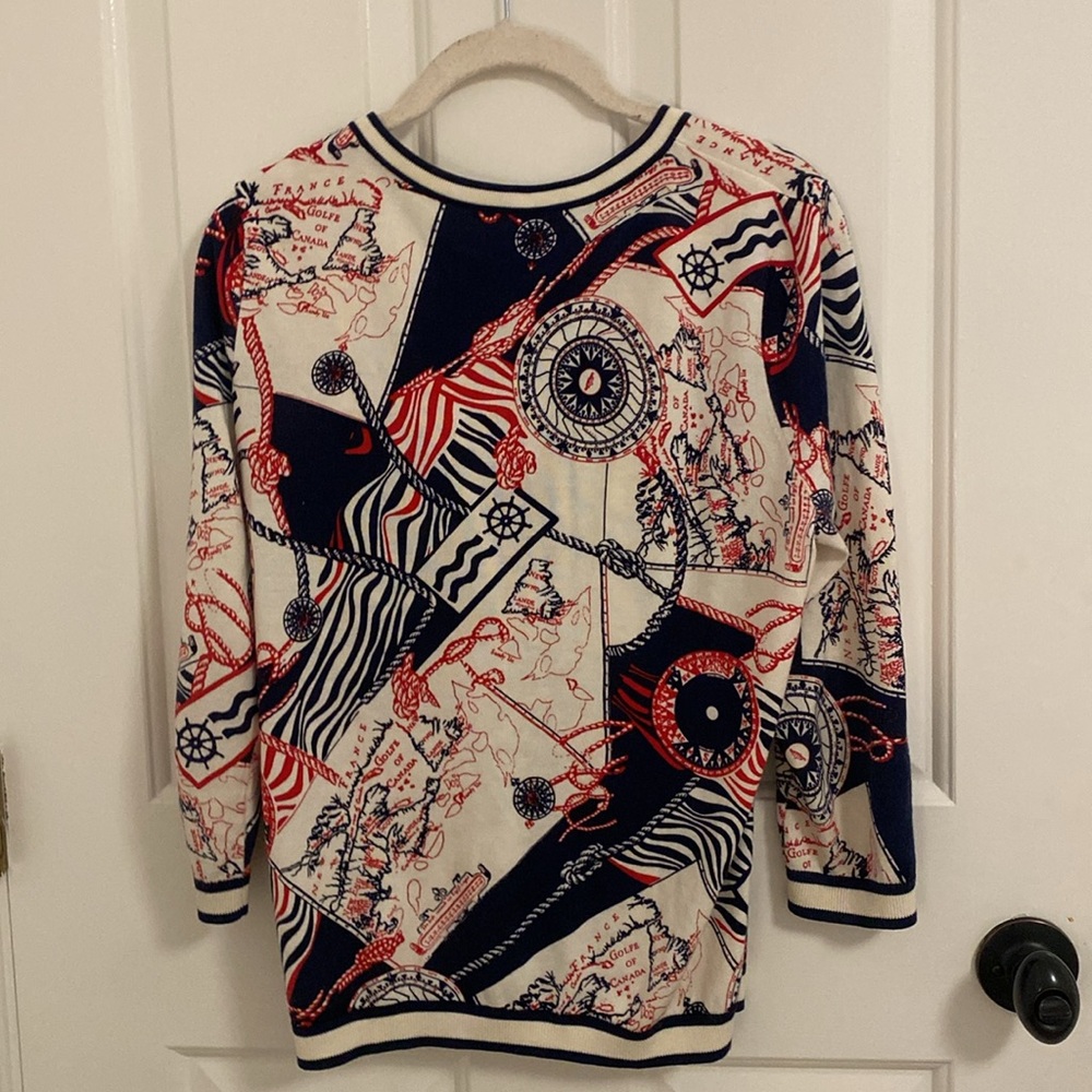 Talbots Patterned Map Print Nautical Boat Cardiga… - image 2